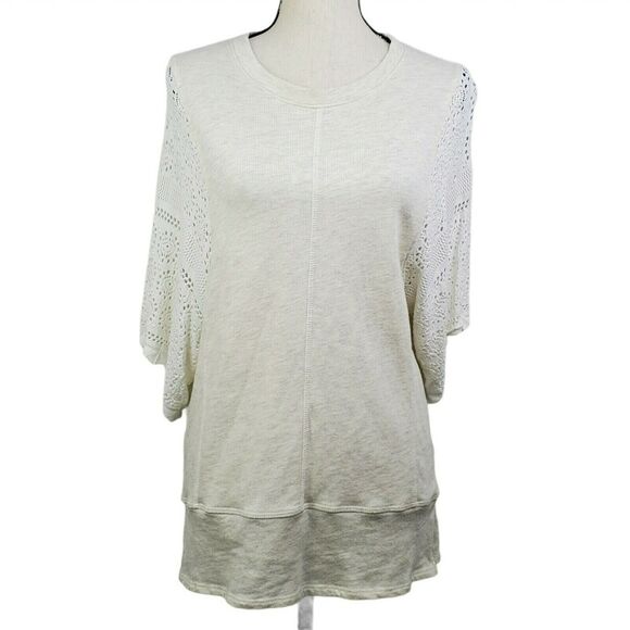 Akemi + Kin‎ Coro Top Womens Sz XS Cream Crochet Lace Boho Tunic Anthropologie - Picture 1 of 7